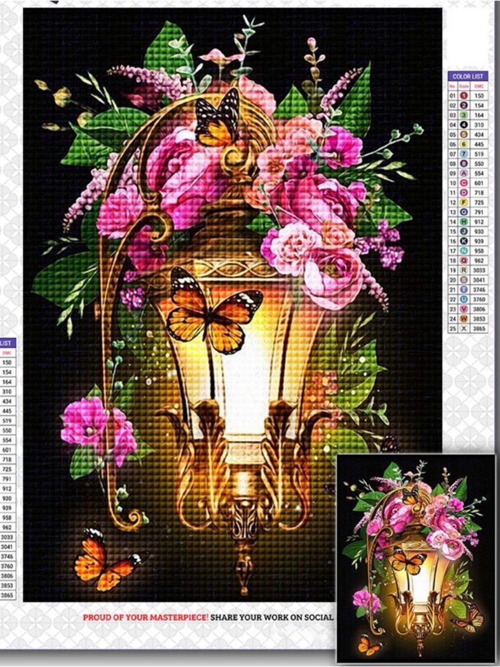 New 5D “Garden Lantern” Diamond Art Kit, 12x16”